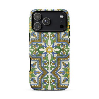 Moreish - Moorish Design Iphone Case 17 Pro Max / Matte Green Gold Patterned Phone Floral Made Vibrant Geometry, Dances, Mediterranean