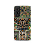 Moresque - Auguste Racinet Moorish Pattern Samsung Case, Galaxy S21 / Matte, Black Smartphone Case Vibrant Moroccan Tile Pattern