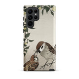 Mother Feeding Her Chicks - Ohara Koson Japanese Bird Phone Case, Samsung Galaxy S22 Ultra / Matte, Mobile Cases, Toby Leon