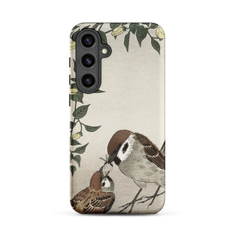 Mother Feeding Her Chicks - Ohara Koson Japanese Bird Phone Case, Samsung Galaxy S24 Plus / Matte, Mobile Cases, Toby Leon