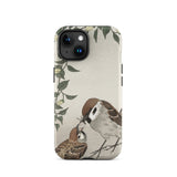 Mother Feeding Her Chicks - Ohara Koson Japanese Bird Phone Case Iphone 15 / Matte Bird-themed Phone Case Ohara Koson Breathes, Japanese