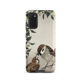 Mother Feeding Her Chicks - Ohara Koson Japanese Bird Phone Case Samsung Galaxy S20 / Matte Phone Case Delicate Illustration Two Sparrows