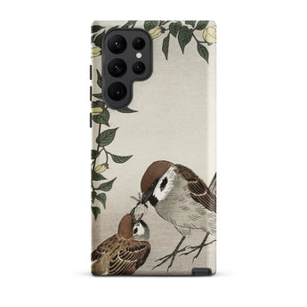 Mother Feeding Her Chicks - Ohara Koson Japanese Bird Phone Case Samsung Galaxy S22 Ultra / Matte Phone Case Delicate Illustration Two