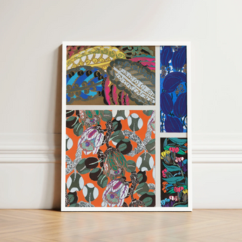 Vibrant Multi-panel Art Print Bold Floral Botanical Patterns Edouard Benedictus’ Motifs, 1920s Parisian Flair, Decoratifs