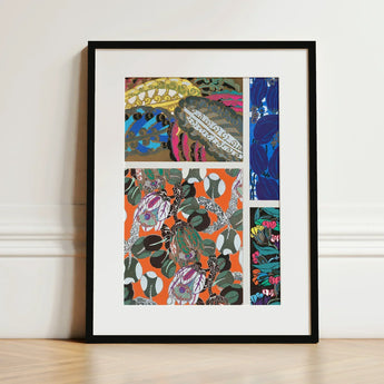 Motifs En Vingt Planches - Edouard Benedictus Art Print / Canvas Vibrant Multi-panel Artwork Bold Floral Abstract Patterns Orange