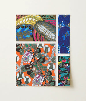 Vibrant Multi-panel Art Print Bold Floral Abstract Botanical Edouard Benedictus’ Motifs, 1920s Parisian Flair, Decoratifs