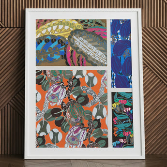 Motifs En Vingt Planches - Edouard Benedictus Art Print / Canvas White-framed Collage Vibrant Stylized Botanical Abstract Patterns