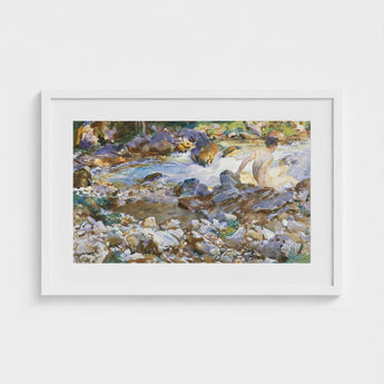 Mountain Stream - John Singer Sargent Art Print / Canvas, Rushing Spine Breaks, Raw Sienna Wash, Opaque White Lifted, Prints