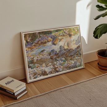 Mountain Stream - John Singer Sargent Art Print / Canvas, Mountain Stream, Rushing Spine Breaks, Raw Sienna Wash, Opaque White Lifted, John