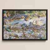 Mountain Stream - John Singer Sargent Art Print / Canvas, Mountain Stream, Rushing Spine Breaks, Raw Sienna Wash, Opaque White Lifted, John