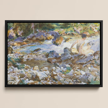 Mountain Stream - John Singer Sargent Art Print / Canvas, Mountain Stream, Rushing Spine Breaks, Raw Sienna Wash, Opaque White Lifted, John
