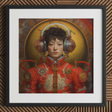 Mùchén - Lámina artística de astronauta chino gay / Lienzo, 12x12’’ / 31x31cm / Marco negro / Paspartú, Pósters, láminas y obra visual, Toby Leon