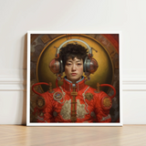 Framed Portrait Person Red Ornate Futuristic Suit Gold Gay Chinese Astronaut, Aesthetic, Meet Mùchén