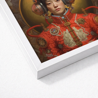 Framed Artwork Woman Ornate Red High-collared Garment Adorned Gay Chinese Astronaut, Aesthetic, Meet Mùchén