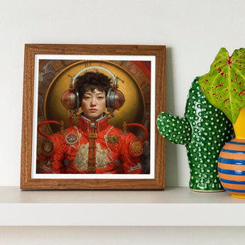 Mùchén - Gay Chinese Astronaut Art Print / Canvas Framed Portrait Person Red Ornate Futuristic Attire Metallic, Aesthetic, Meet Prints