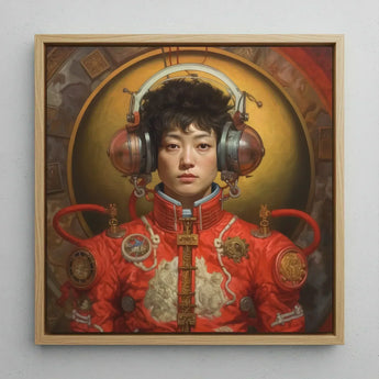 Mùchén - Gay Chinese Astronaut Art Print / Canvas Framed Portrait Person Red Ornate Futuristic Suit Metallic, Aesthetic, Meet Prints