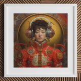Mùchén - Gay Chinese Astronaut Art Print / Canvas Red Leather Jacket Gold Accents Intricate Designs, Aesthetic, Meet Prints