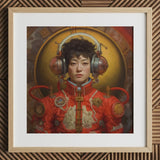 Mùchén - Gay Chinese Astronaut Art Print / Canvas Red Astronaut Suit Gold Accents Headphones Framed Artwork Gay Chinese Astronaut,