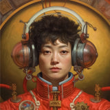 Mùchén - Gay Chinese Astronaut Art Print / Canvas Red Suit Metallic Helmet Intricate, Aesthetic, Meet Prints