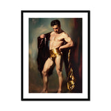 Muscle Mary Neoclassical Gay Male Art Print, Muscular Figure Gold Dark Garment