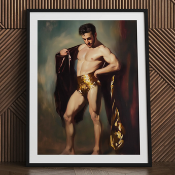 Muscle Mary - Stampa artistica gay maschile neoclassica / Tela, 24x32’’ / 61x81cm / Cornice nera / Passepartout, Poster, Stampe e Opere d’arte visiva, Toby