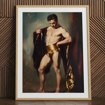Muscle Mary - Stampa artistica gay maschile neoclassica / Tela, 24x32’’ / 61x81cm / Cornice naturale / Passepartout, Poster, Stampe e Opere d’arte visiva, Toby