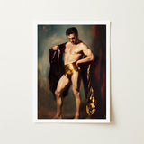 Muscle Mary - Neoclassical Gay Male Art Print / Canvas Framed Painting Muscular Man Gold Metallic Dark Cloak, Queer Masculine Power, Prints