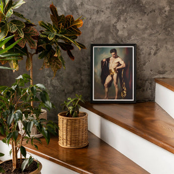 Muscle Mary - Neoclassical Gay Male Art Print / Canvas Framed Artistic Photograph Nude Figure Posed Dramatically, Queer Masculine Power,