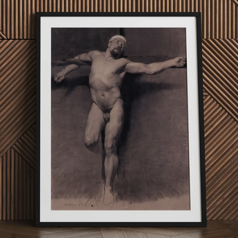 Studio di nudo maschile per una crocifissione - Fortuny stampa d'arte di nudo / Canvas, 24x32’’ / 61x81cm / Cornice nera / Matboard, Posters Prints & Visual