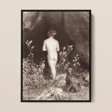 Naked Man Entering a Cave - Wilhelm Von Gloeden Art Print / Canvas, 12x16’’ / 31x41cm / Black Frame, Posters Prints & Visual Artwork, Toby
