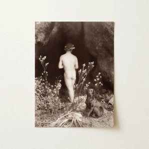 Naked Man Entering a Cave - Wilhelm Von Gloeden Art Print / Canvas, 12x16’’ / 31x41cm / Unframed / no Border, Posters Prints & Visual