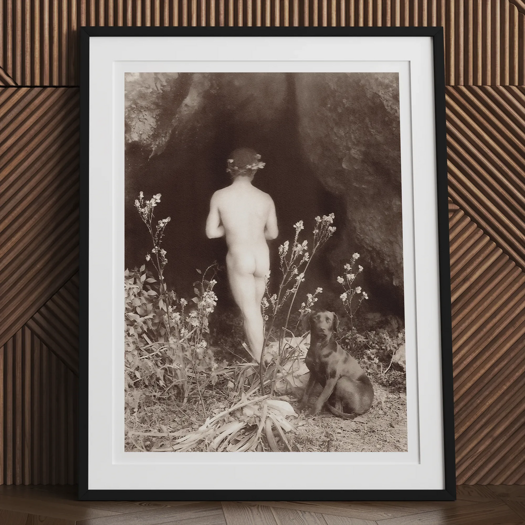 Naked Man Entering a Cave - Wilhelm von Gloeden Fine Art Print