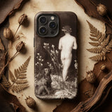 Naked Man Entering Cave - Wilhelm Von Gloeden Phone Case Black Phone Case Vintage Sepia-toned Illustration Nude Figure Wilhelm Gloeden,