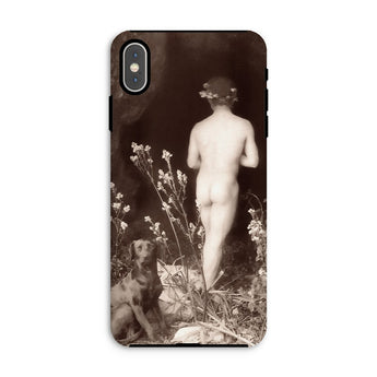 Naked Man Entering Cave - Wilhelm Von Gloeden Phone Case Iphone Xs Max / Matte Phone Case Vintage Sepia Photograph Nude Figure Dog Wilhelm