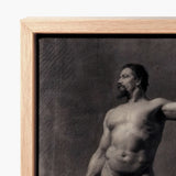 Naked Man with Spear - Mariano Fortuny Marsal Art Print / Canvas Framed Black-and-white Muscular Nude Male Figure, Captures Anatomy,