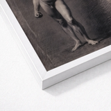 Naked Man with Spear - Mariano Fortuny Marsal Art Print / Canvas White Framed Artwork Monochrome Depiction Muscular Legs Feet, Captures