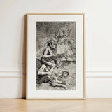 A Naked Witch Carried on the Shoulders of a Monster - Francisco De Goya Art Print / Canvas, 12x18’’ / 31x46cm / Natural Frame / Matboard,