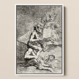 A Naked Witch Carried on the Shoulders of a Monster - Francisco De Goya Art Print / Canvas, 12x18’’ / 31x46cm / White Frame, Posters Prints