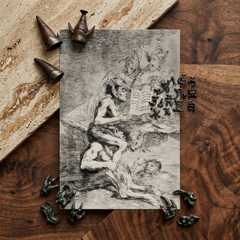 A Naked Witch Carried on the Shoulders of a Monster - Francisco De Goya Art Print / Canvas Detailed Black-and-white Dramatic Scene Figures