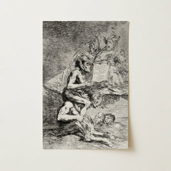 A Naked Witch Carried on the Shoulders of a Monster - Francisco De Goya Art Print / Canvas Detailed Black-and-white Dramatic Scene Figures