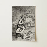 A Naked Witch Carried on the Shoulders of Monster - Francisco De Goya Art Print / Canvas Detailed Black-and-white Dramatic Scene Figures