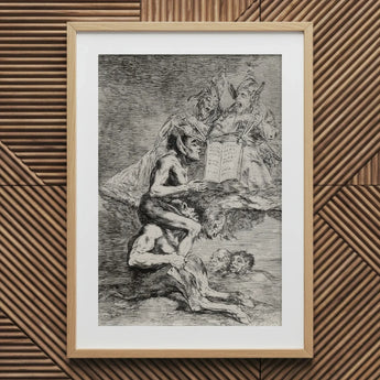 A Naked Witch Carried on the Shoulders of a Monster - Francisco De Goya Art Print / Canvas Framed Black White Demonic Figures Goya’s Acid