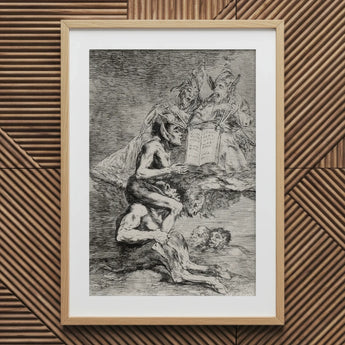 A Naked Witch Carried on the Shoulders of a Monster - Francisco De Goya Art Print / Canvas, 20x30’’ / 51x76cm / Natural Frame / Matboard,