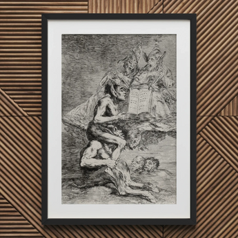 A Naked Witch Carried on the Shoulders of a Monster - Francisco De Goya Art Print / Canvas, 20x30’’ / 51x76cm / Black Frame / Matboard,