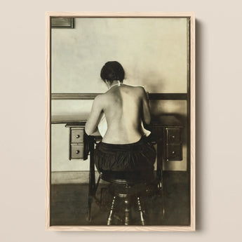 Naked Woman Sewing Lewis Hine Art Print / Canvas, 12x18’’ / 31x46cm / Natural Frame, Posters Prints & Visual Artwork, Toby Leon