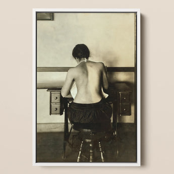 Naked Woman Sewing Lewis Hine Art Print / Canvas, 12x18’’ / 31x46cm / White Frame, Posters Prints & Visual Artwork, Toby Leon