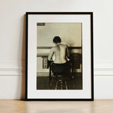 Naked Woman Sewing Lewis Hine Art Print / Canvas Black-framed Sepia-toned Photograph Seated Desk, Shot, American Social Reform,