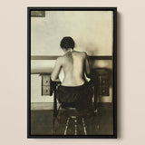 Naked Woman Sewing Lewis Hine Art Print / Canvas Black-framed Vintage-style Photographic Seated Desk, Shot, American Social Reform,