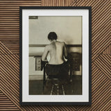 Naked Woman Sewing Lewis Hine Art Print / Canvas Black-framed White-matted Photographic Seated Desk, Shot, American Social Reform,
