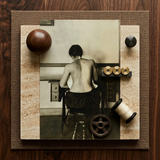 Naked Woman Sewing Lewis Hine Art Print / Canvas Sepia-toned Photographic Print Framed Textured Beige Marble Panels Lewis Hine, Hine Shot,